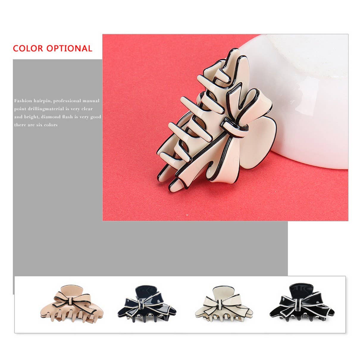 ACETATE DOUBLE-SIDED BOW CLIP SHARK CLIP_CWAHA4238