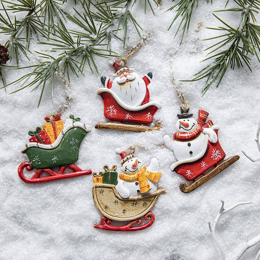 Resin Sled Snowman Santa Tree Hanging Decoration_CWMM9744