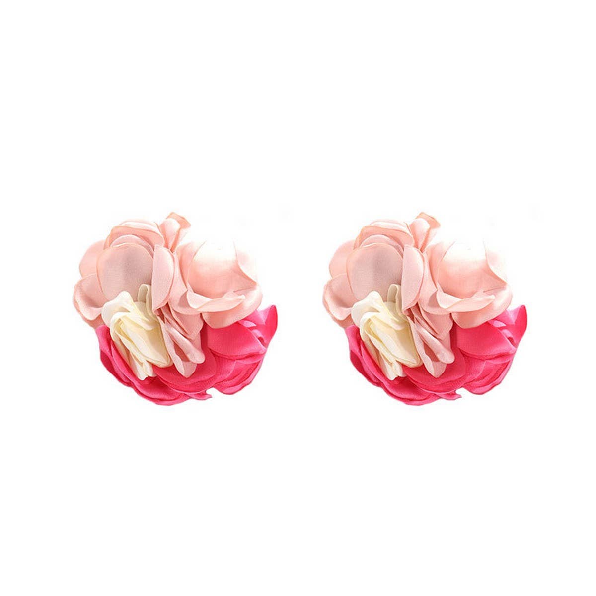 Colorblock Fabric Flower Stud Trendy Earrings