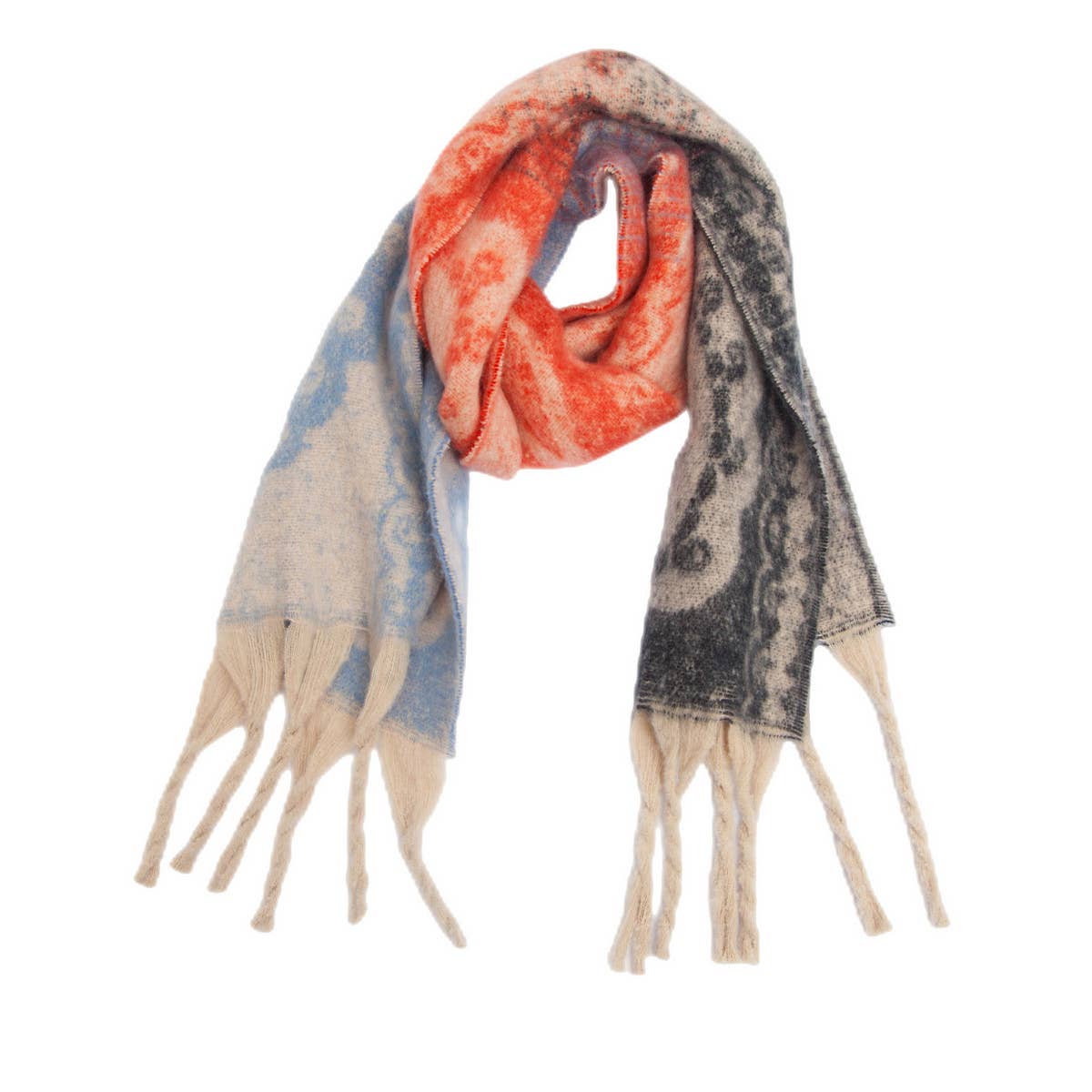 Paisley Jacquard Scarf ??Thick Fringe Winter Shawl_CWASC0857