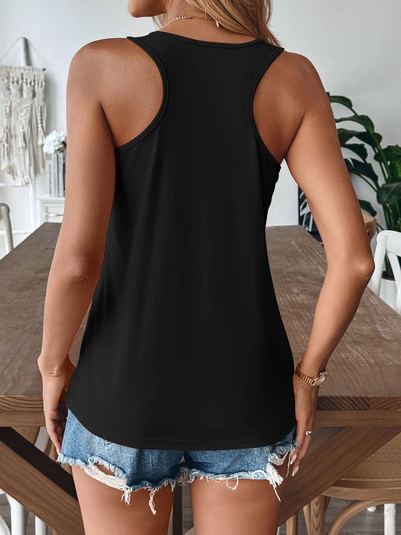 Versatile and casual solid color I-shaped vest