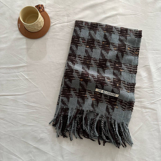 Houndstooth Scarf ? Soft Faux Cashmere Winter Wrap