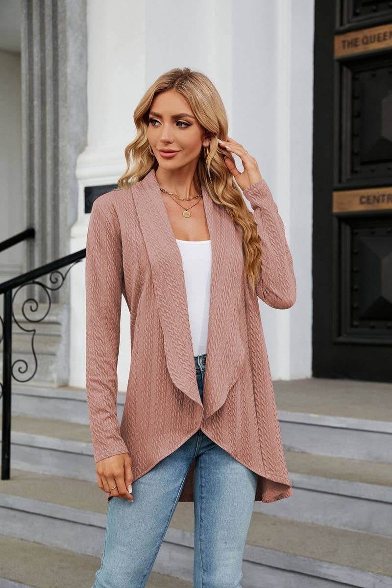 CWOCAL1936_LONG-SLEEVED SOLID COLOR LOOSE KNITTED CARDIGAN