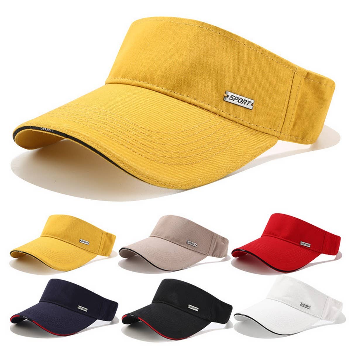 Sport Metal Logo Visor Hat - Outdoor Sunshade Cap_CWAH3297