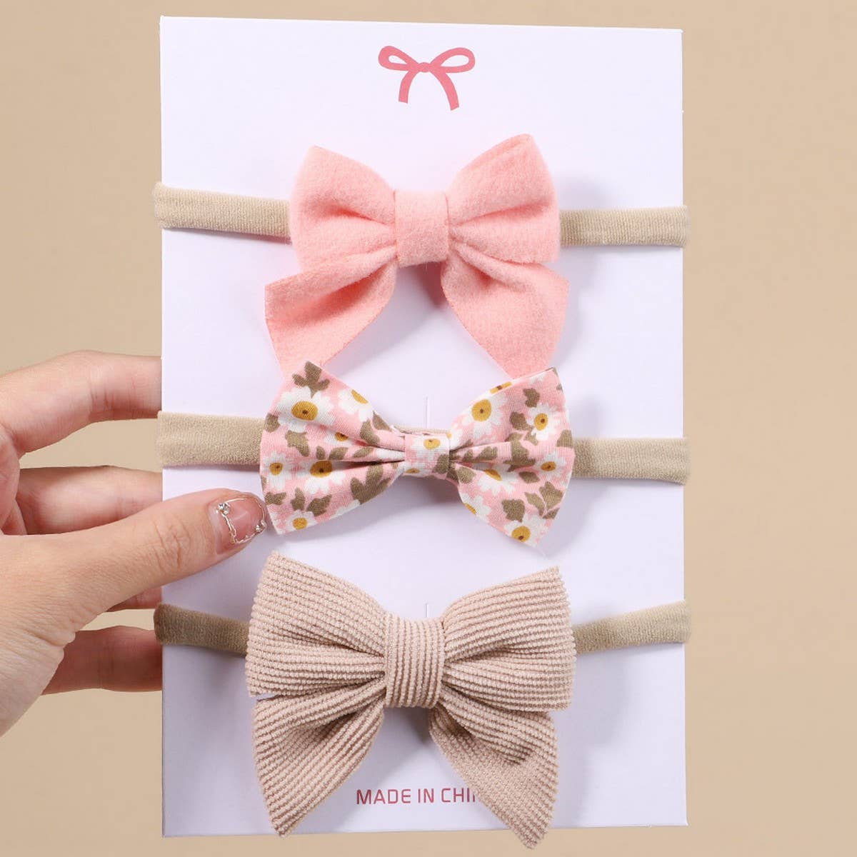 Corduroy Bow Baby Headband Set for Girls