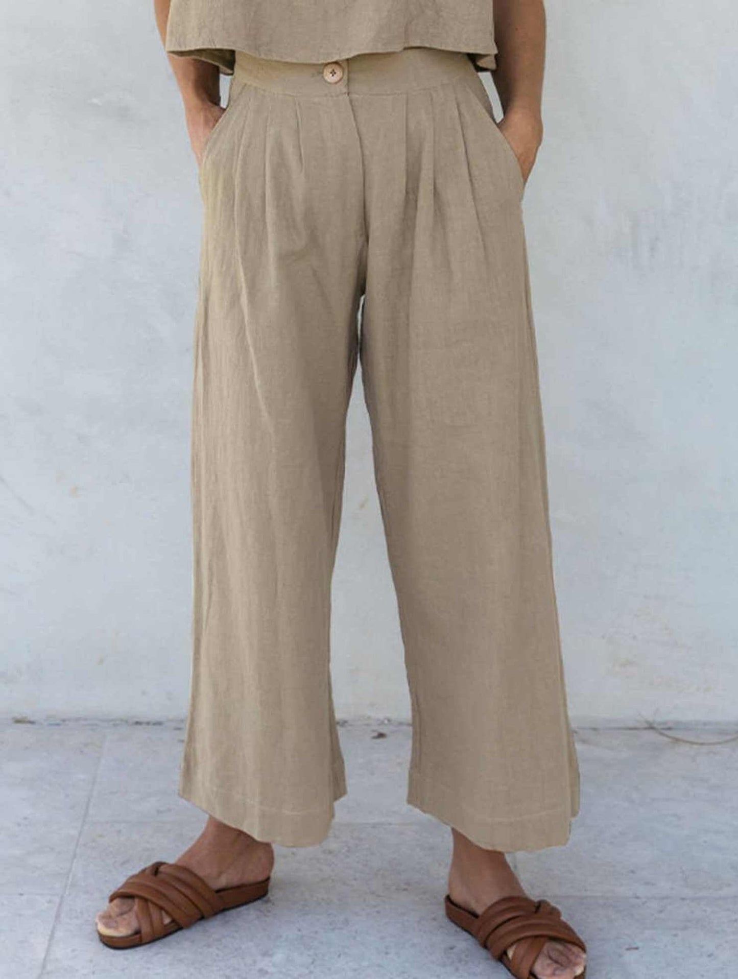COTTON AND LINEN STRAIGHT PANTS_CWBLP0731