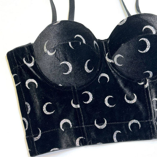 BLACK VELVET PRINTED PREMIUM HERRINGBONE CORSET_CWMM4234