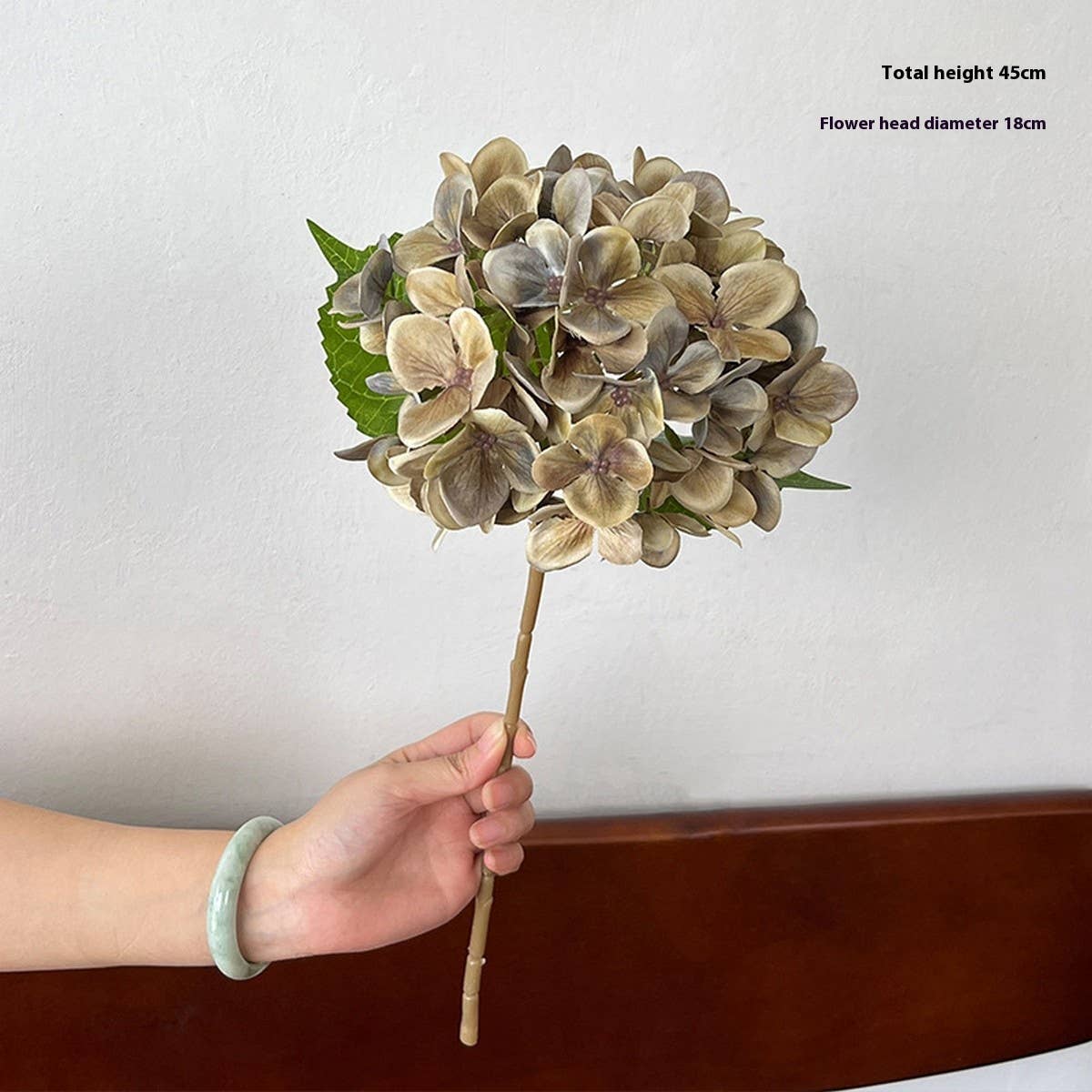 3D Printed Autumn Hydrangea Stem with 2 Leaves_CWMM6517