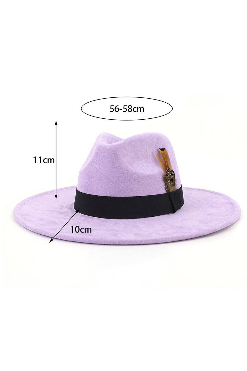 WOMEN WARM FEATHER DECORATIVE BELT PANAMA HAT_CWAH0676