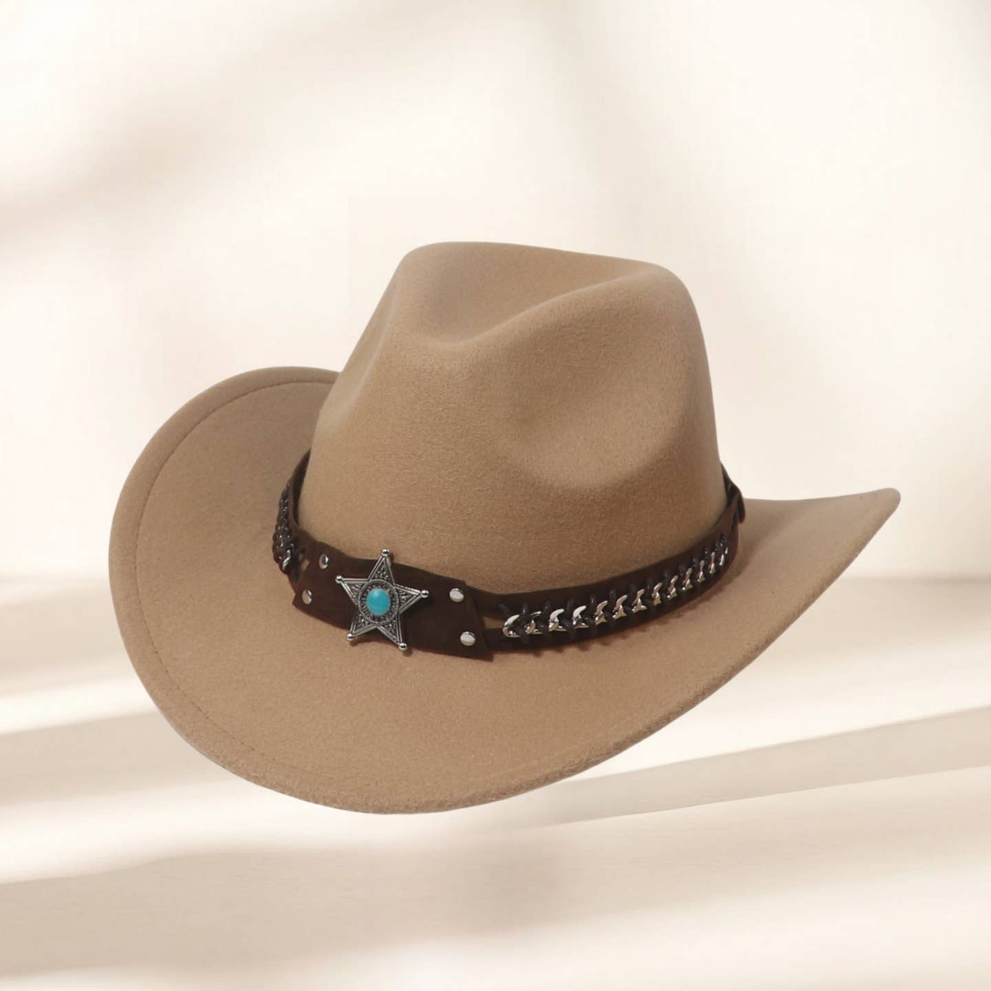 Western Cowboy Hat with Star & Ethnic Trim_CWAH3649