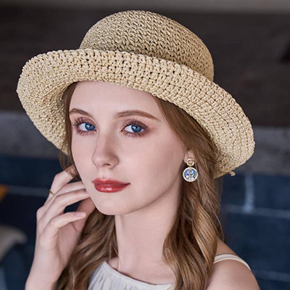 BOW TIE SUN PROTECTION STRAW HAT_CWAH1335