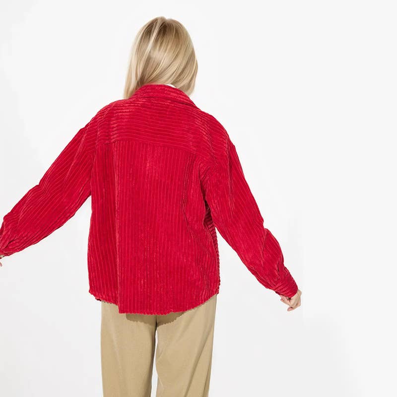 STYLISH LAPEL POCKET LONG-SLEEVED WOOLEN JACKET