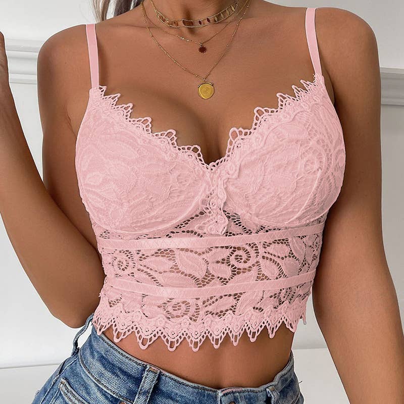 Lace patchwork halter with short top tops