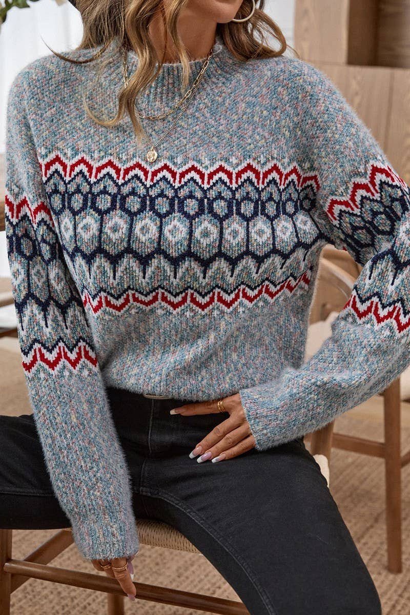 CWOSWL07423_CASUAL TURTLENECK KNIT PULLOVER SWEATER