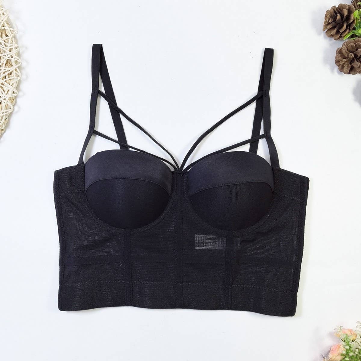 SEAMLESS NO CUP MESH SLIM HERRINGBONE CORSET