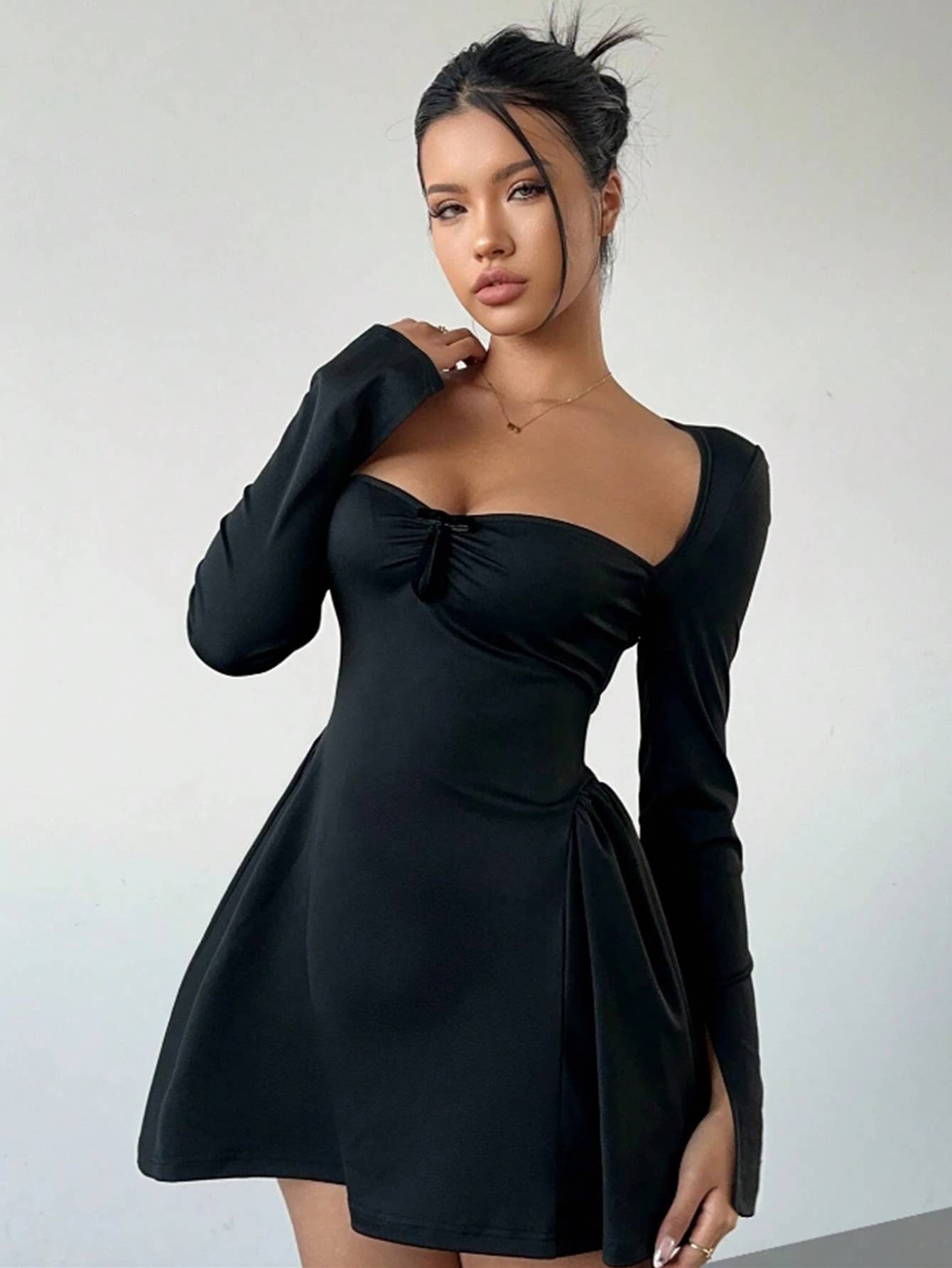 Women¡¯s Elegant Square Neck A-Line Mini Dress