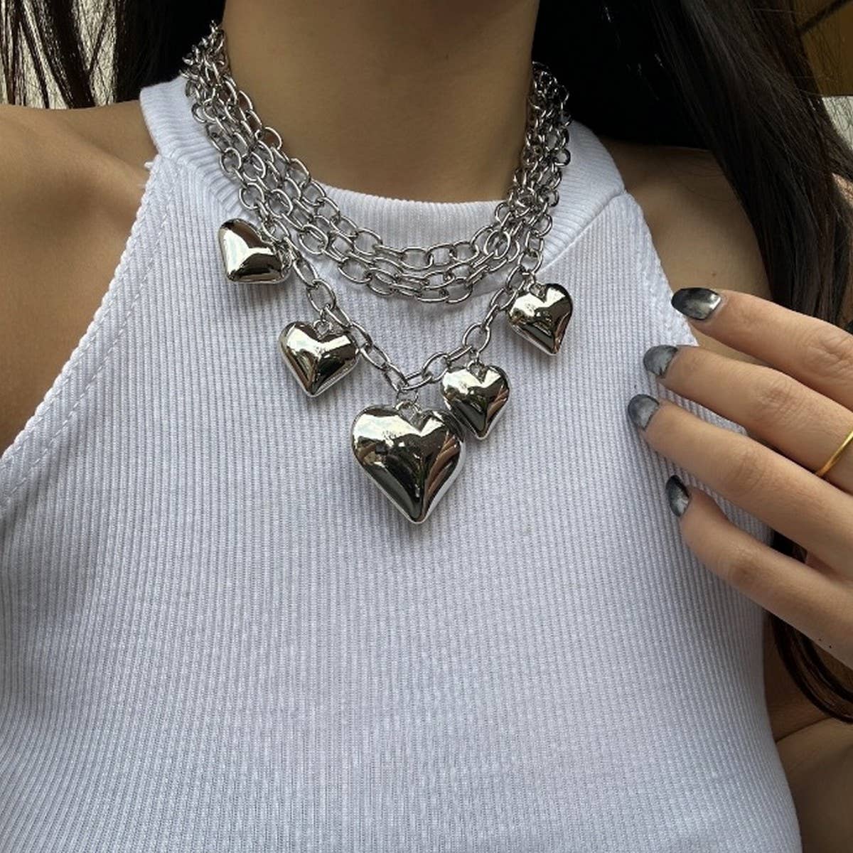 METAL STYLE PERSONALIZED HEART PENDANT NECKLACE
