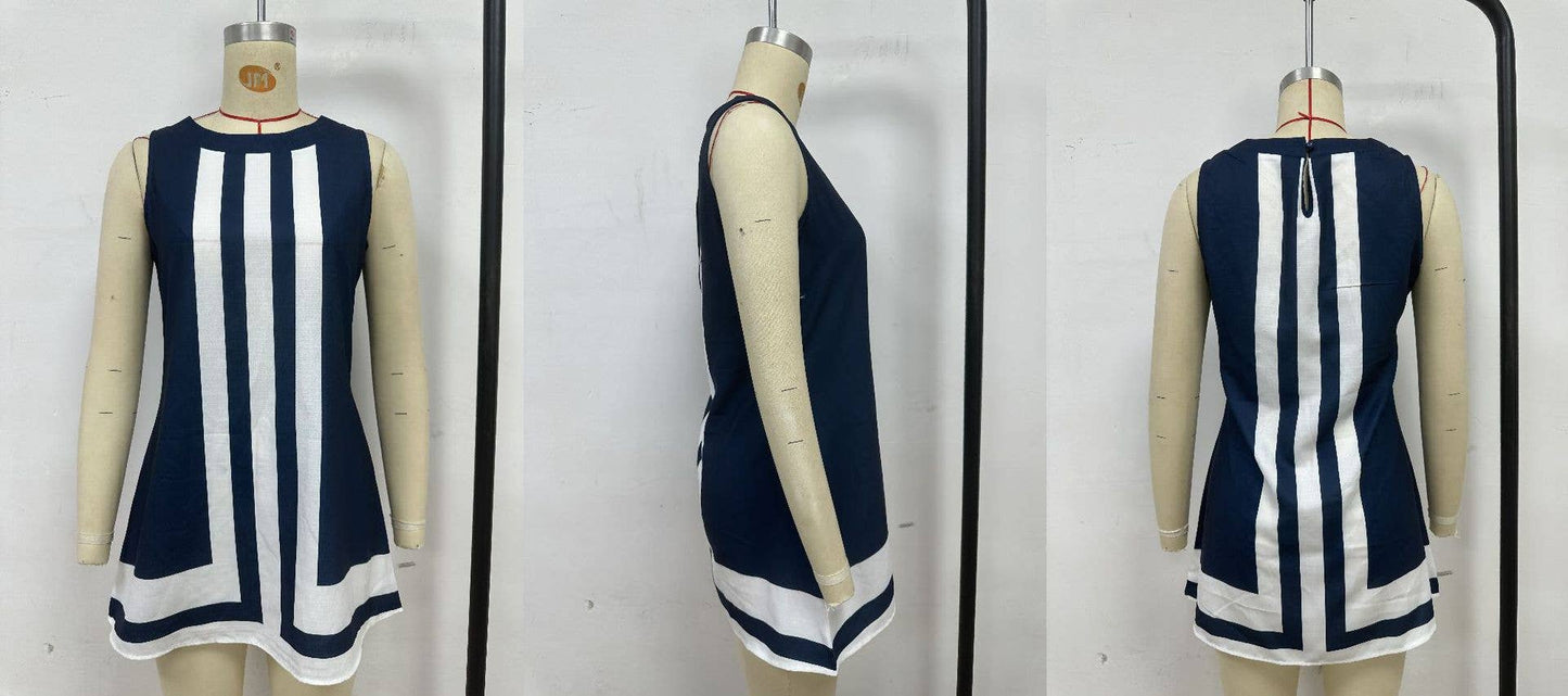 Vacation-style sleeveless loose casual dress