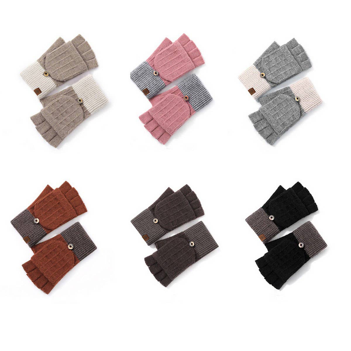 WINTER WOMEN'S HALF FINGER FLAP KNIT GLOVES_CWAG0384