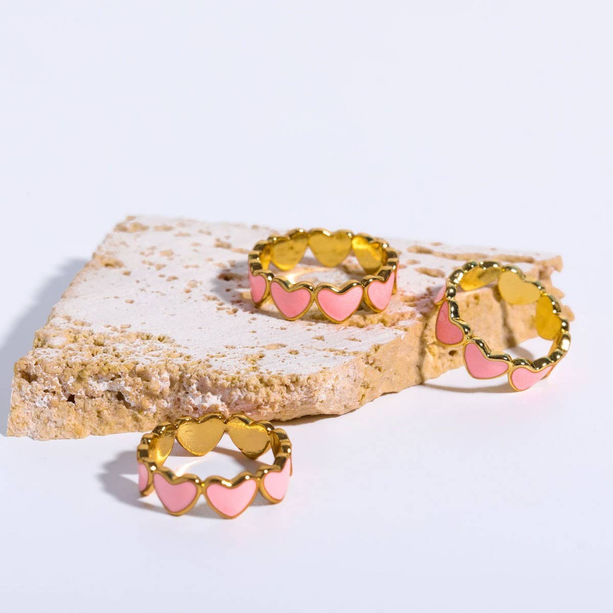 Pink oil drop heart fresh and sweet ring_CWMM5526