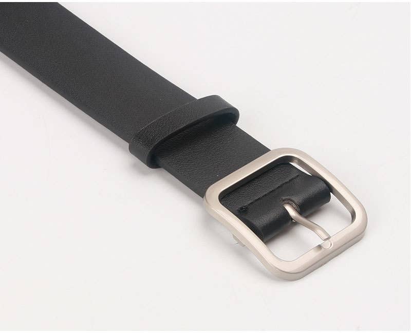 Retro versatile square buckle-top pu leather belt