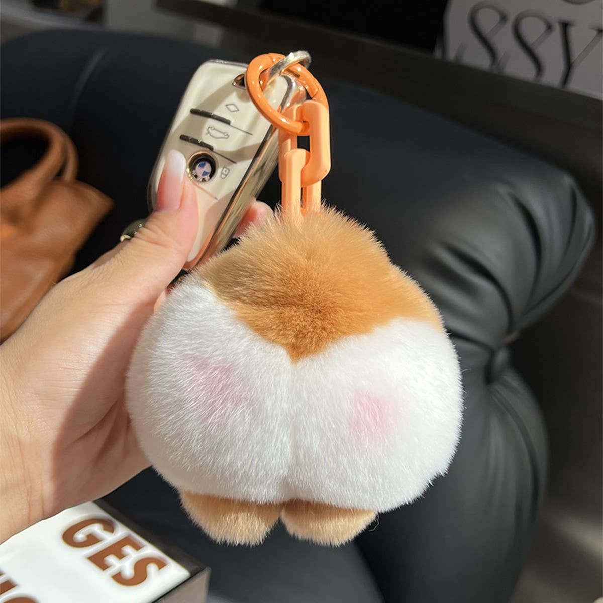CUTE CORGI DOG BUTT CAR KEYCHAIN BAG PENDANT
