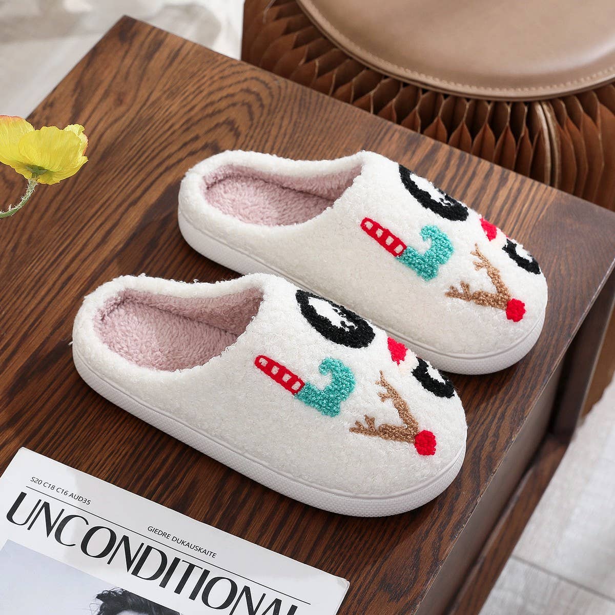 HOT STYLE LETTER PLUSH WARM COTTON SLIPPERS