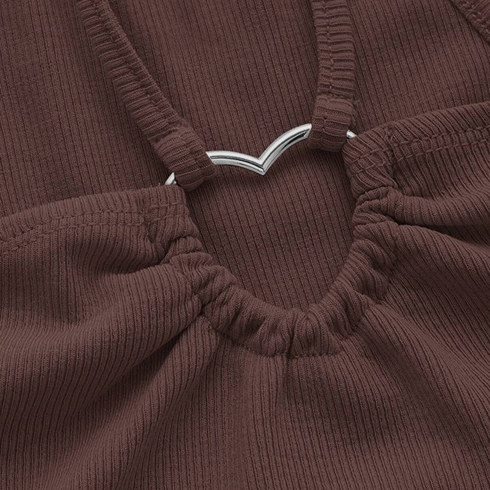 Slimming heart-shaped solid-color halter top