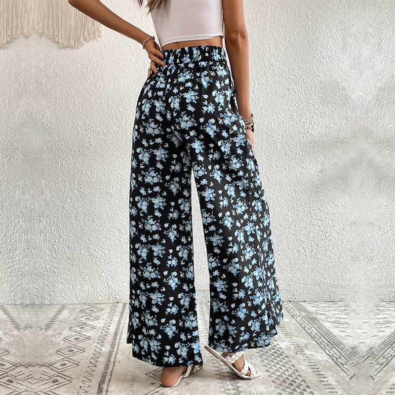 Printed loudspeaker pendant wide-leg pants