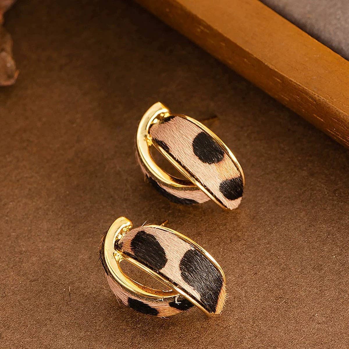 ENAMEL SILVER NEEDLE C-SHAPED EARRINGS