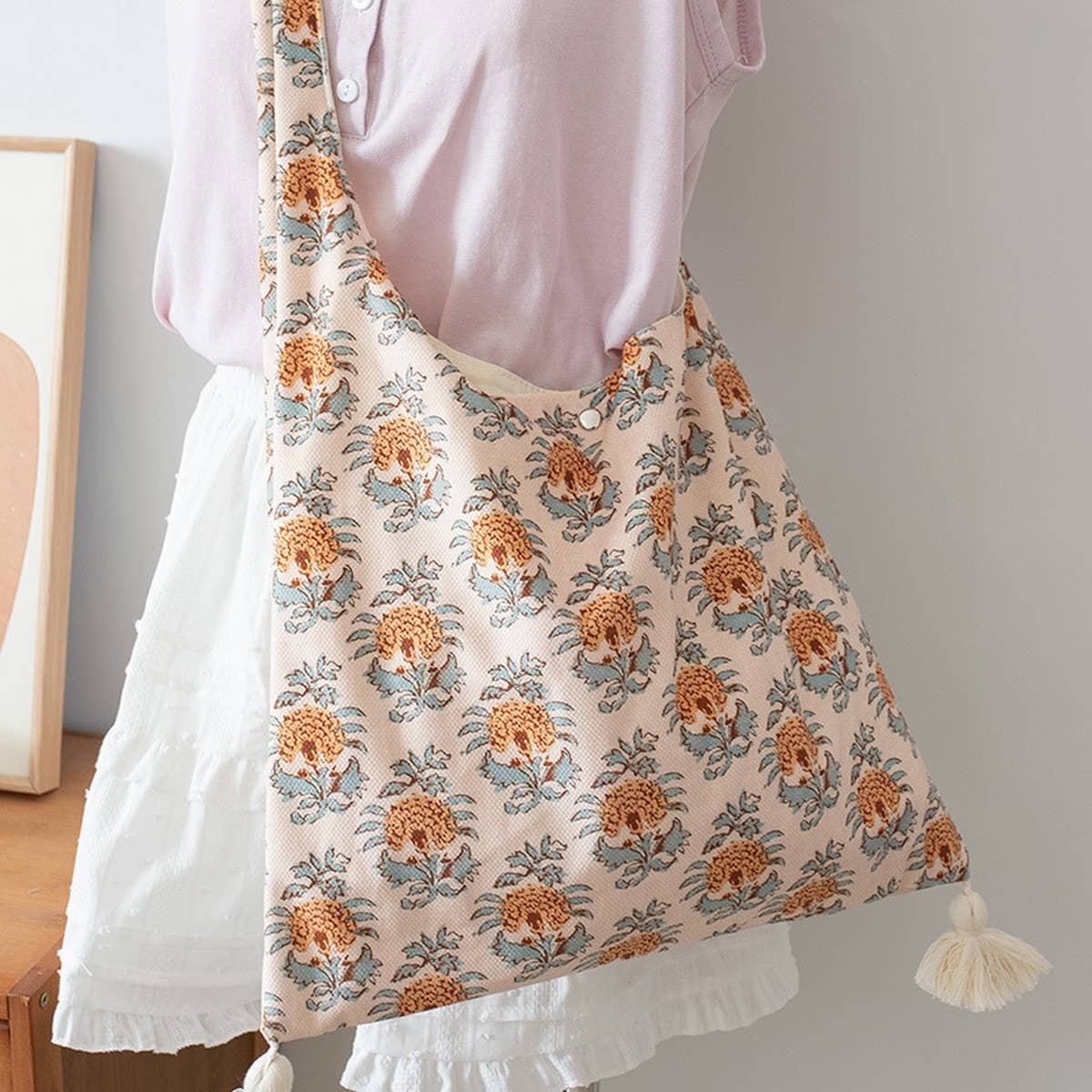 Ethnic Style Shoulder Bag for Girls, Canvas Tote_CWAB5658