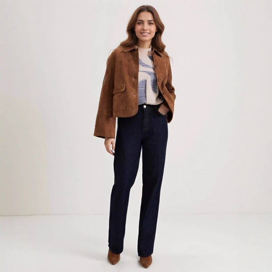 Suede solid-color fashionable jacket