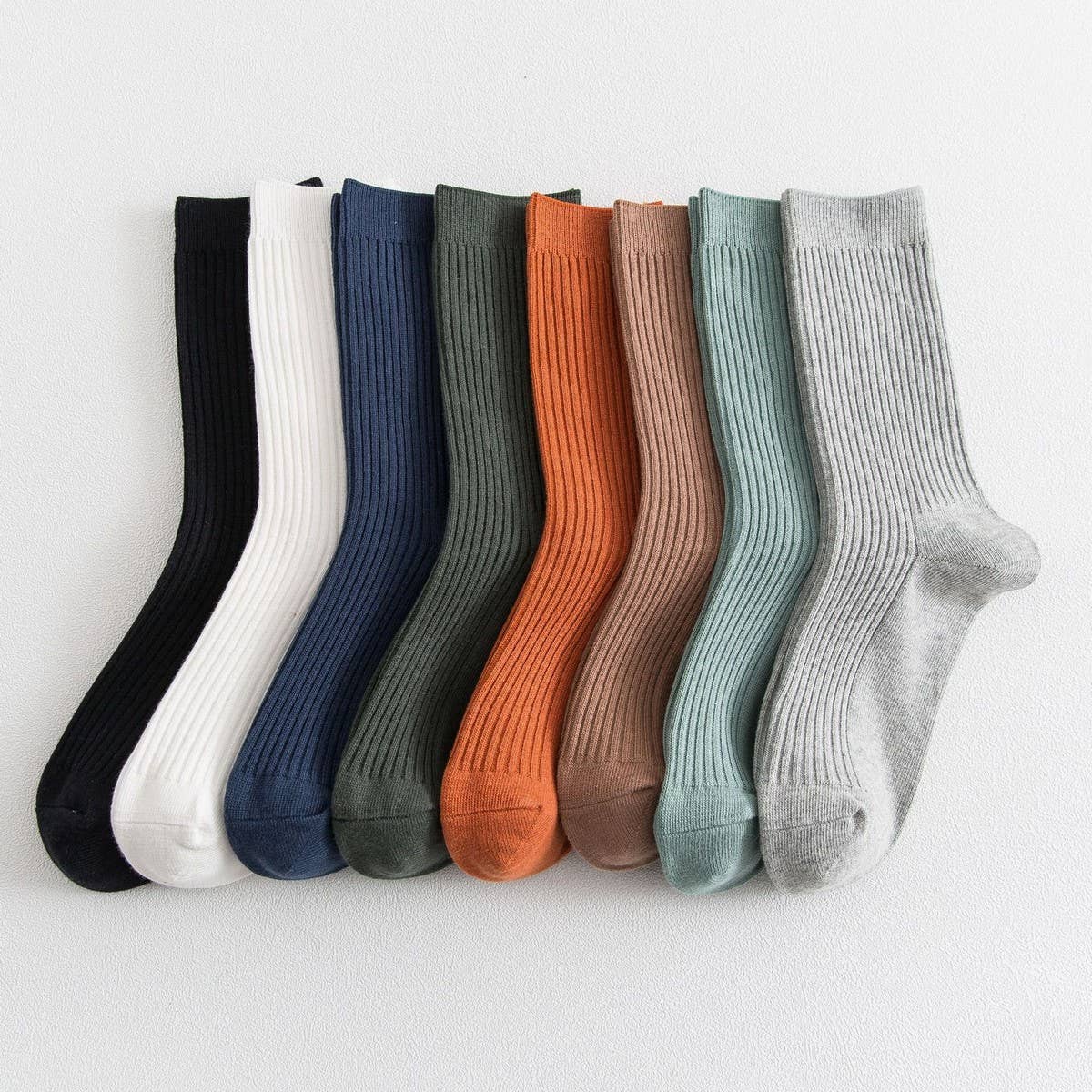 NEW ALL-MATCH DOUBLE-NEEDLE MID-CALF SOCKS