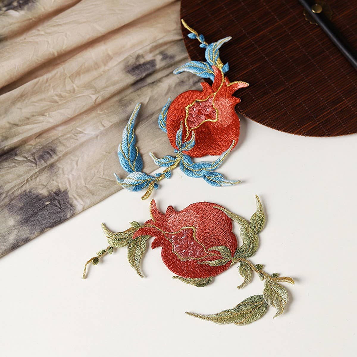 3D Pomegranate Embroidered Patch for Repair_CWMM5926