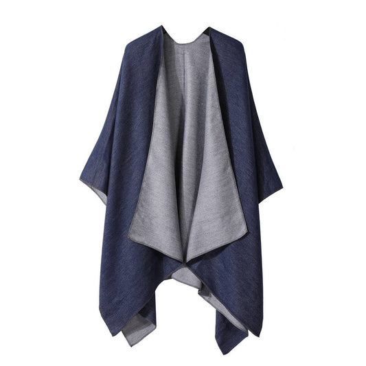 SOLID COLOR DOUBLE-SIDED CAPE SHAWL OUTER CAPE_CWASC2131