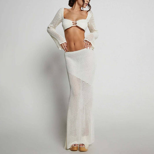 LONG SLEEVED TETHERED HIP KNIT DRESS SET