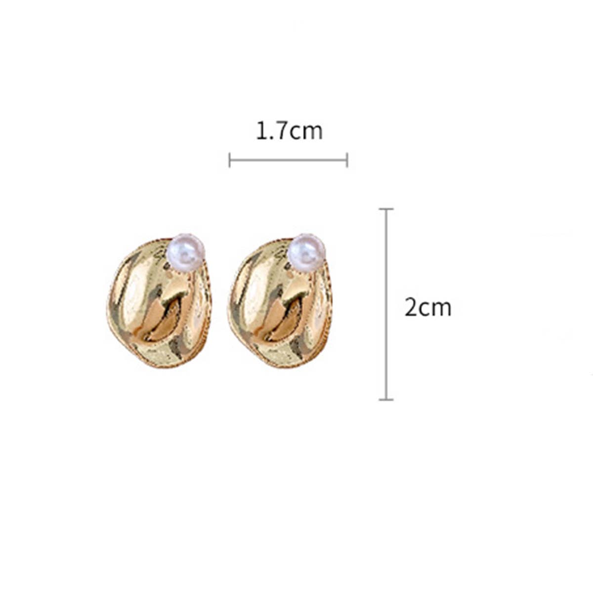 PLEATED GEOMETRIC IRREGULAR ROUND PEARL EARRINGS_CWAJE2340