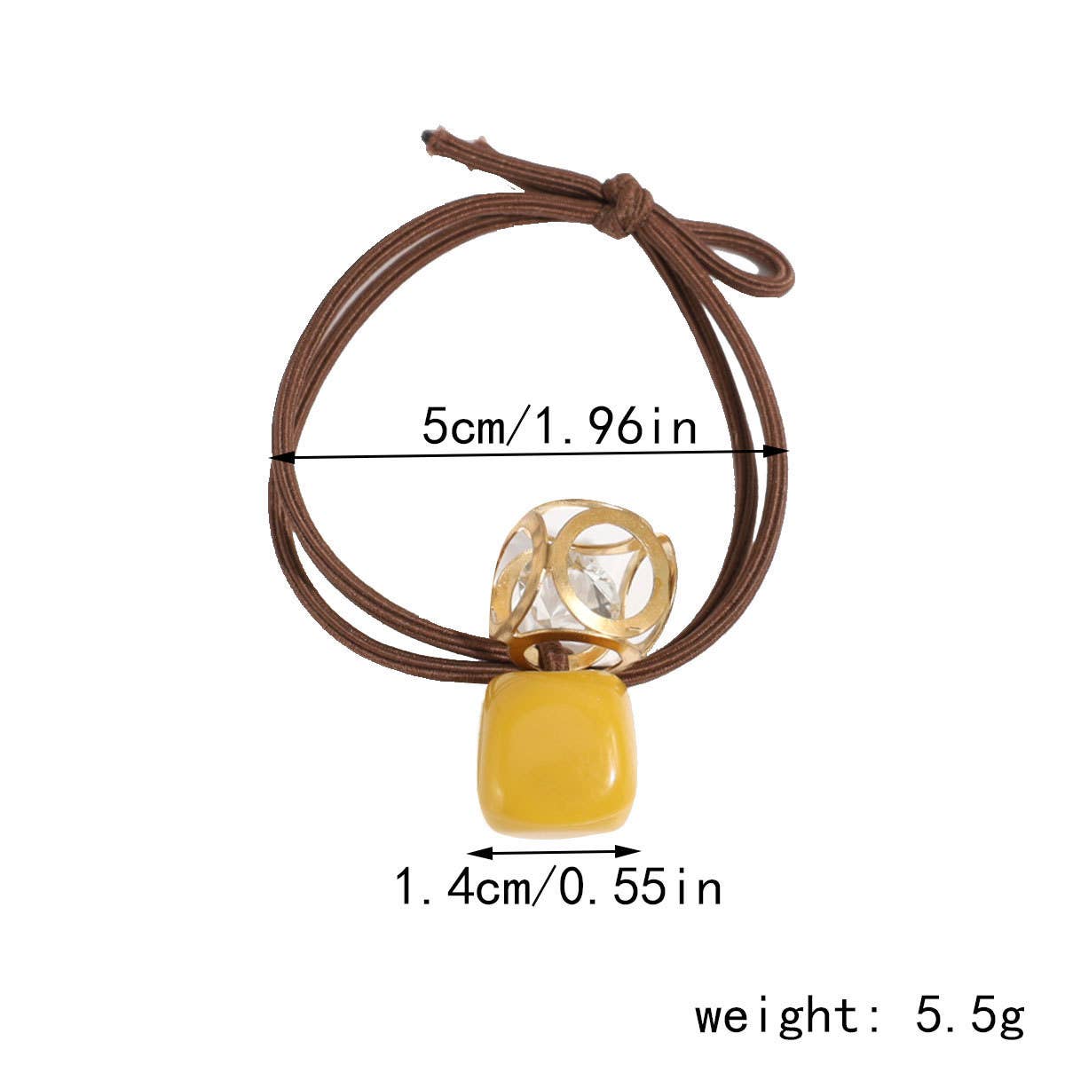 DOUBLE-LAYER HOLLOW SQUARE RHINESTONE HAIR ROPE