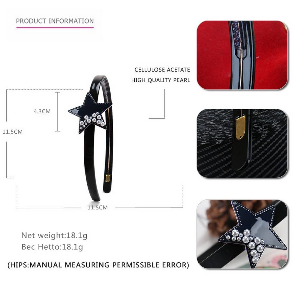 FIVE-POINTED STAR HEADBAND PEARL DIAMOND HEADBAND