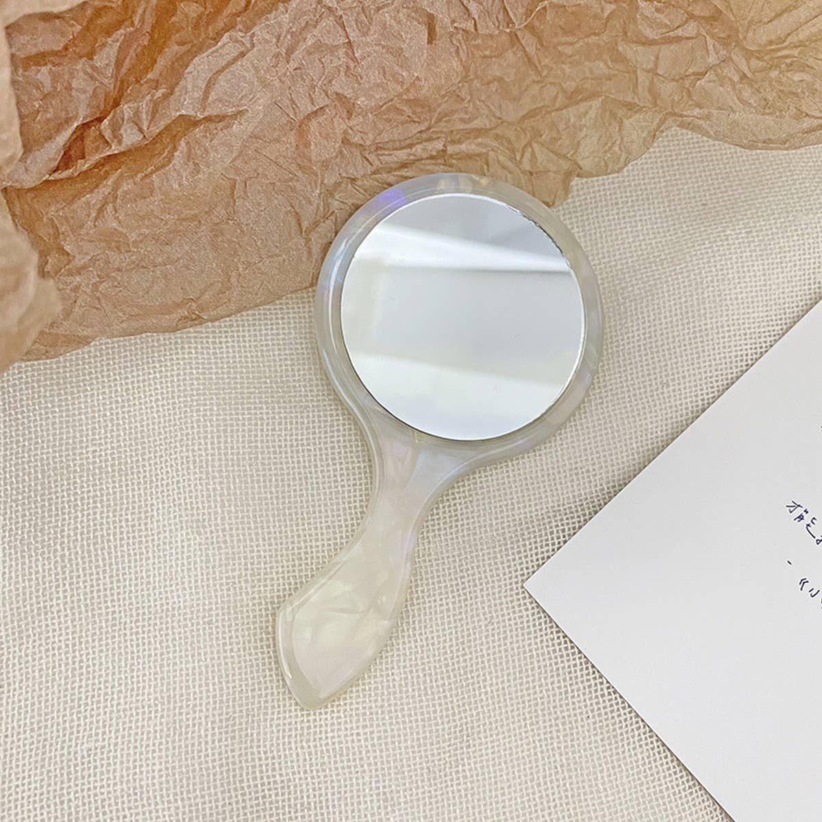 Retro Style Geometric Handheld Makeup Mirror_CWMM6397