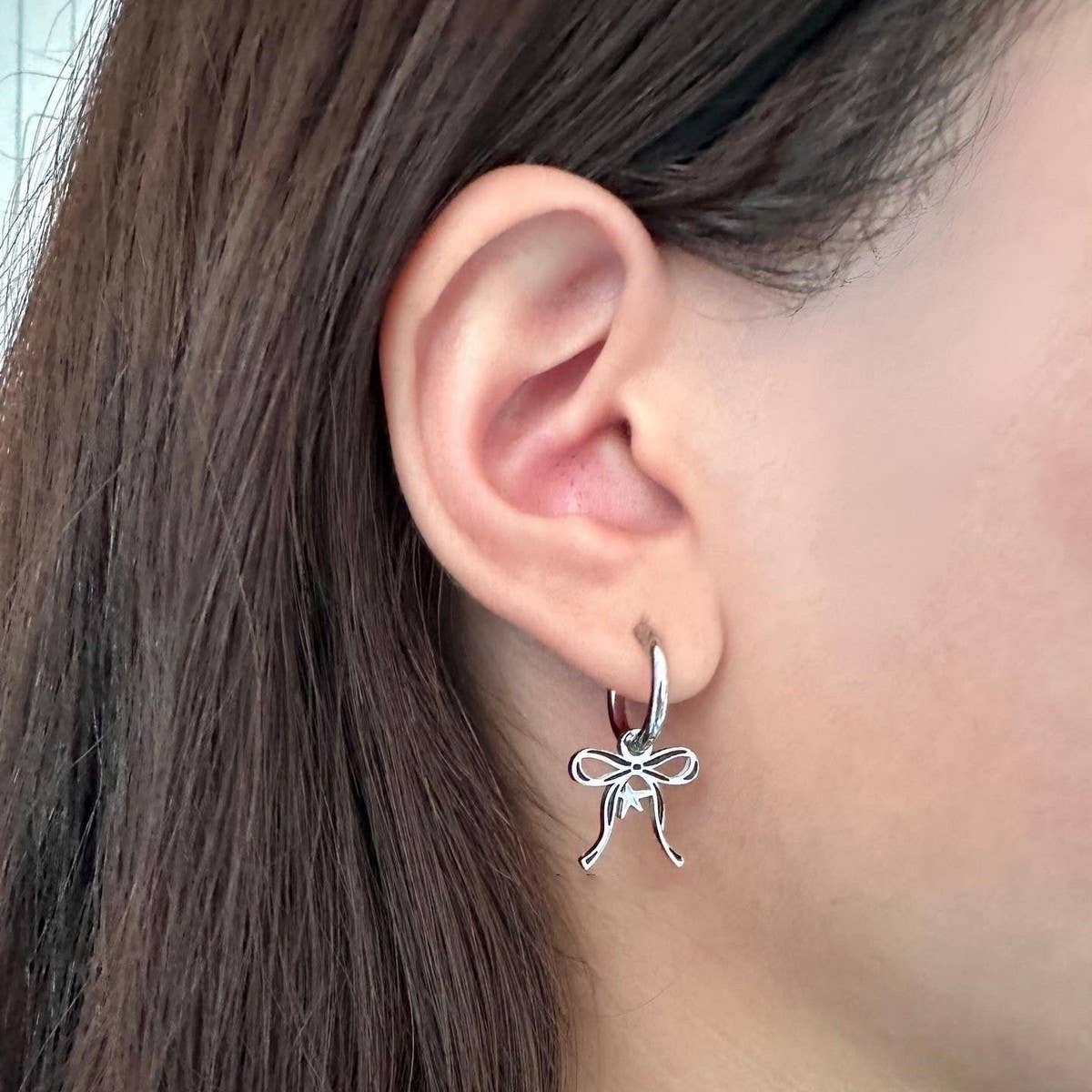 Double-Sided Oil Drip Star Bow Earrings