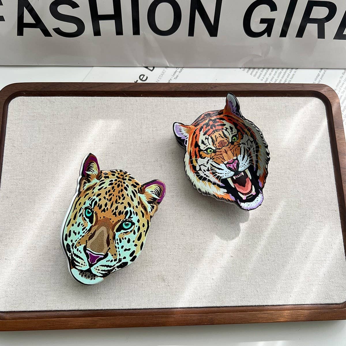 Tiger & Leopard Hair Claw?Wild Animal Acetate Clip