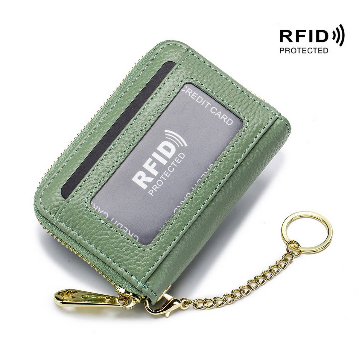 ZIPPER KEY CASE GENUINE LEATHER CARD HOLDER_CWAB3870