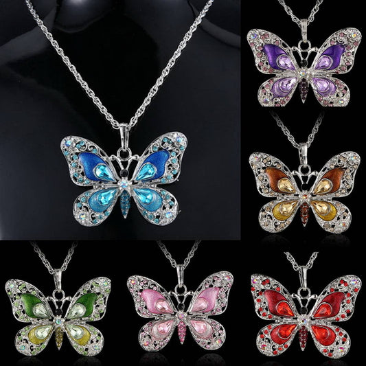 VINTAGE MULTICOLOR BUTTERFLY NECKLACE