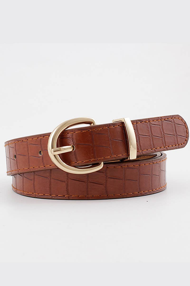 ROUND BUCKLE LEATHER BELT_CWABE0081