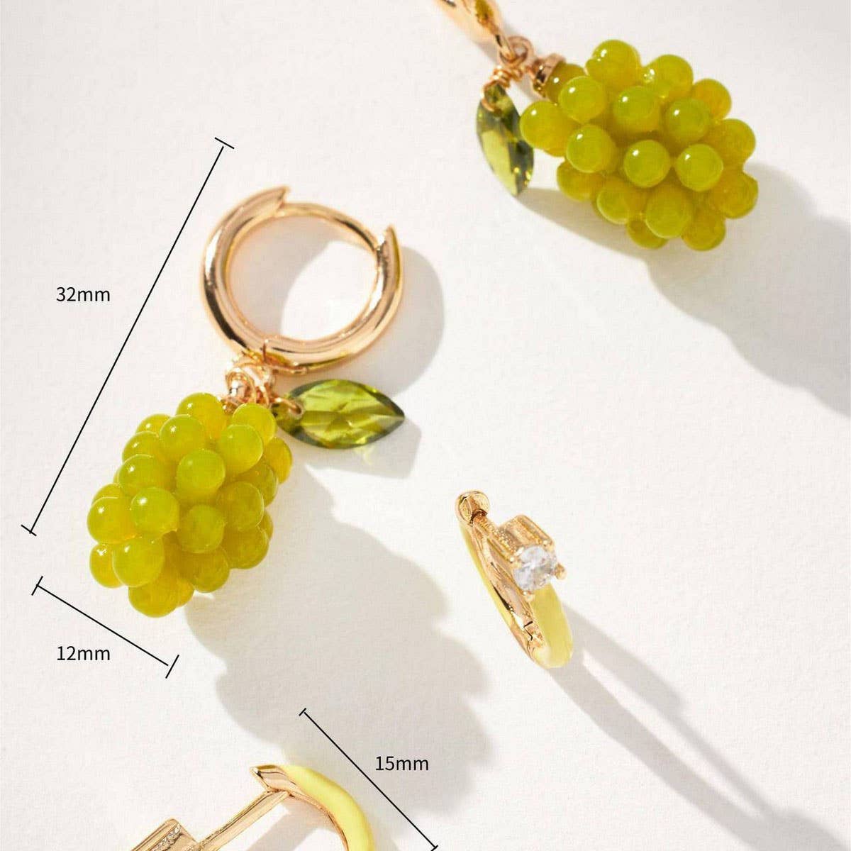 Colorful Fruit Zircon Earrings Stainless Steel