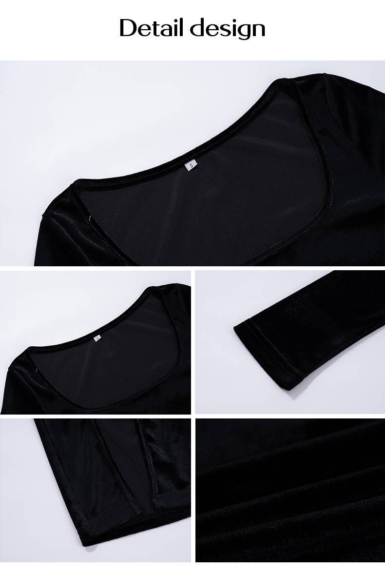 PURE DESIRE SEXY SOLID COLOR U-NECK SPLIT DRESS