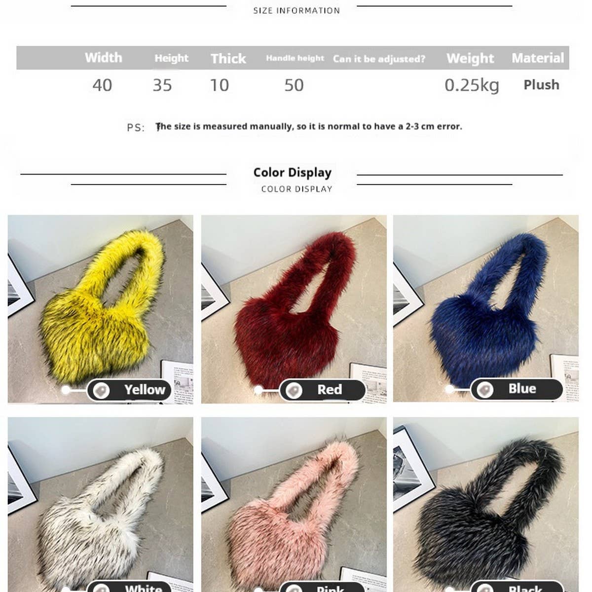 Fluffy Heart Shoulder Bag Women Plush Fur_CUAB00609