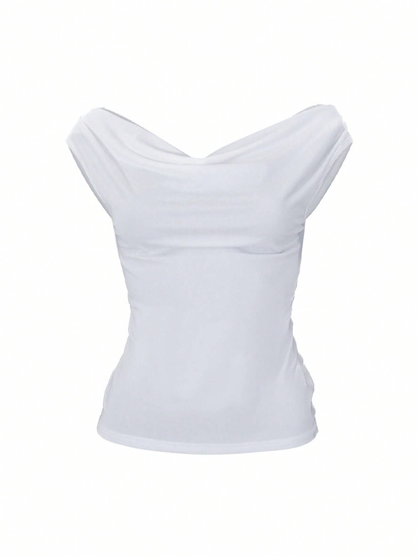 LINE NECK T-SHIRT HALTER STRAP SHORT-SLEEVED TOP