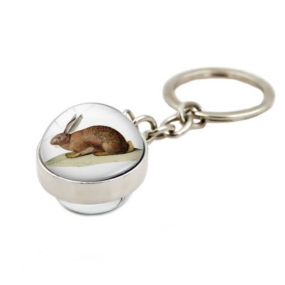 EASTER RABBIT CRYSTAL GLASS BALL PENDANT KEYCHAIN